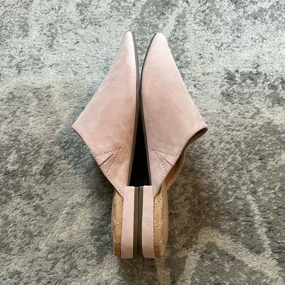 Birdies Pink Suede Mules with Quilted Comfort - Picture 7 of 8